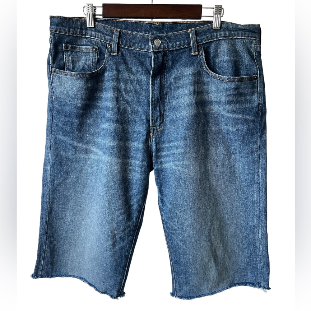 Frye Men’s Denim Jean Shorts with Frayed Hem
